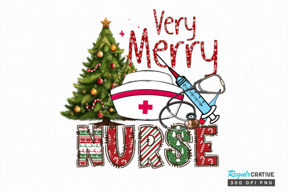 Very Merry Nurse Png Design