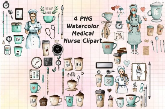 Watercolor Medical Nurse Clipart for Crafts and Graphics
